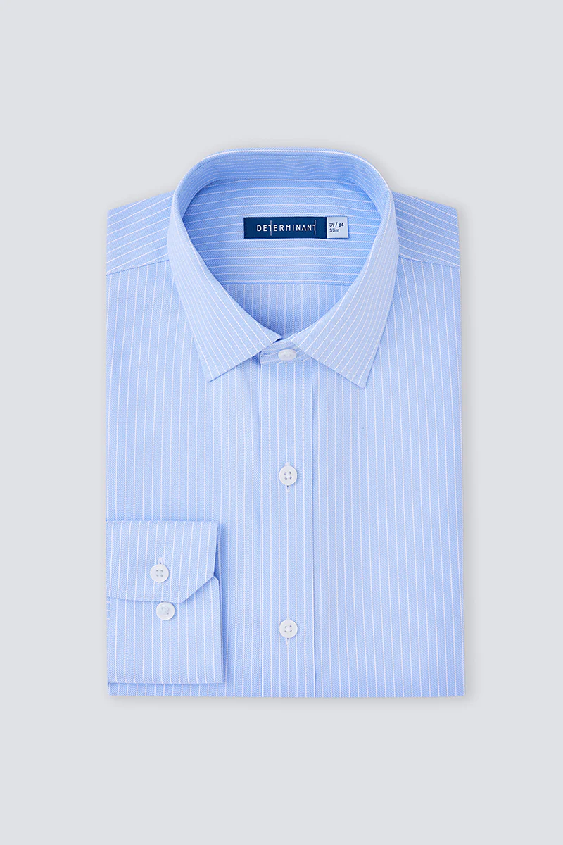 Wrinkle-Free Dobby Dress Shirt | Blue Stripes 8301NZ - Image 11